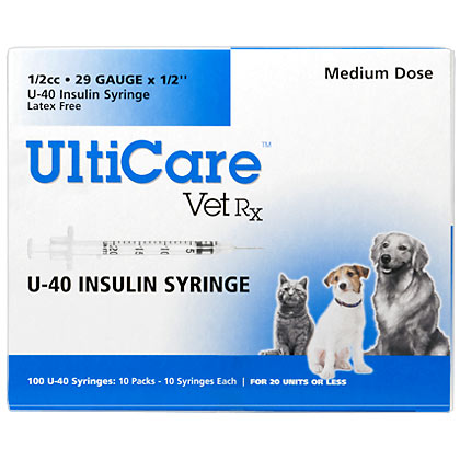 U-40 Syringes for PZI Vet and Vetsulin Insulin